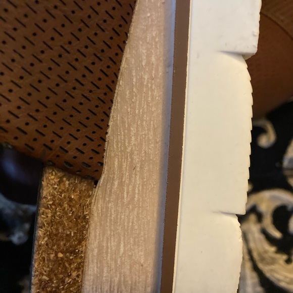 Whiskey color slides, wedge heel, man made material, brand new w/box - Picture 7 of 9